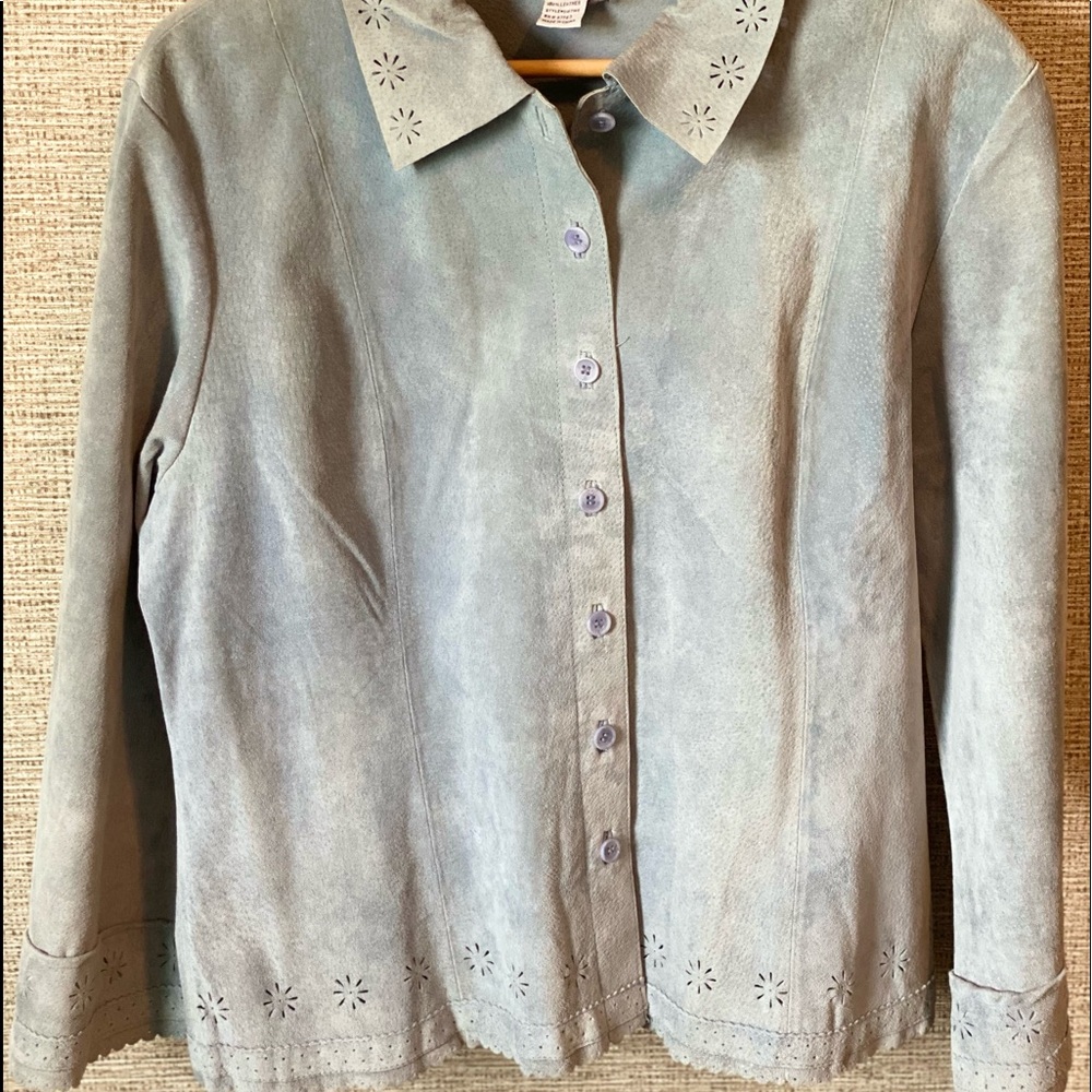 Extra large 100% leather light blue jacket